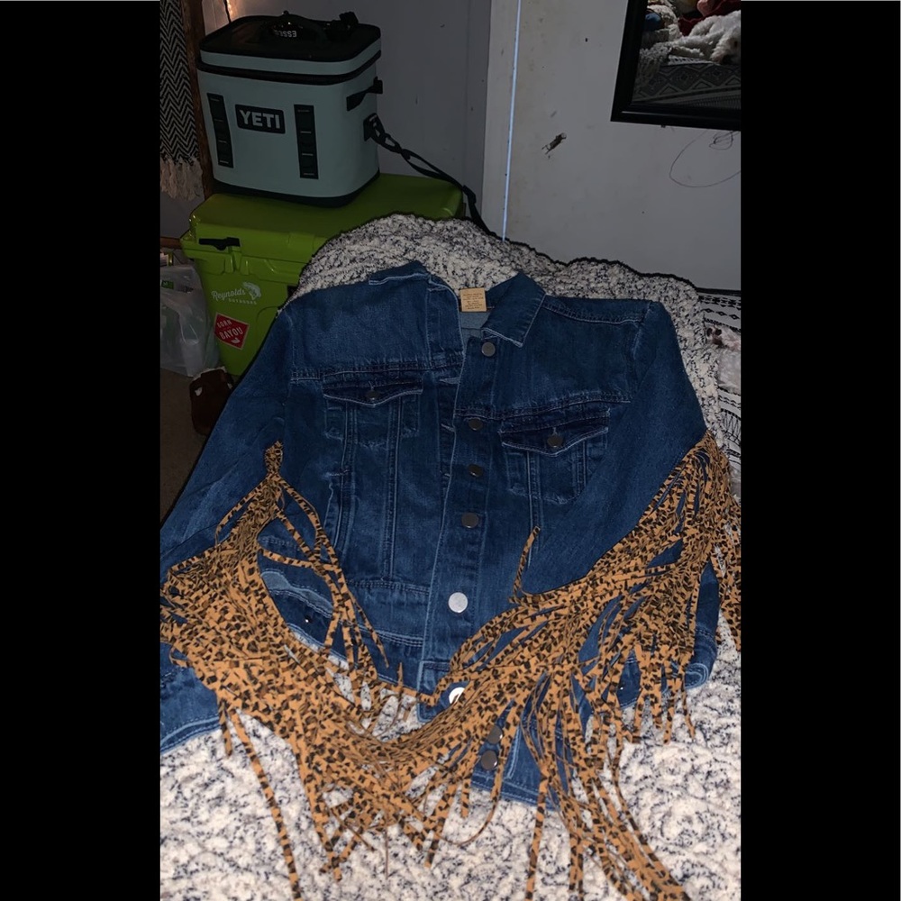 CHEETAH FRILLY JEAN JACKET!
